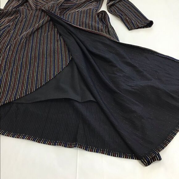 Sam Edelman Pinstripe Metallic Faux Wrap Midi Dress New Size 10 - Picture 10 of 13